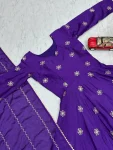 FANCY CHINON EMBROIDERY SEQUENCE WORK GOWN WITH DUPATTA FESTIVE WEAR WHOLESALE PRICE ETHNIC GARMENT (1)