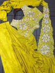 FANCY CHINON EMBROIDERY SEQUENCE WORK READY TO WEAR SAREE WITH STITCHED BLOUSE PARTY WEAR WHOLESALE PRICE ETHNIC GARMENT (4)