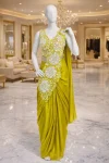 FANCY CHINON EMBROIDERY SEQUENCE WORK READY TO WEAR SAREE WITH STITCHED BLOUSE PARTY WEAR WHOLESALE PRICE ETHNIC GARMENT (4)