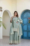FANCY CHINON EMBROIDERY WITH 5 MM SEQUENCE WORK TOP SHARARA WITH DUPATTA FESTIVE WEAR WHOLESALE PRICE ETHNIC GARMENT (5)