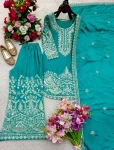 FANCY CHINON SILK EMBROIDERY 5 MM SEQUENCE & CODING DORI WORK TOP PALAZZO WITH DUPATTA FESTIVE WEAR WHOLESALE PRICE ETHNIC GARMENT (3)