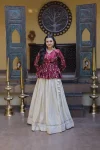 FANCY COSMOS SEQUENCE & ZARI EMBROIDERY WITH MIRROR LACE WORK TOP LEHENGA WEDDING WEAR WHOLESALE PRICE ETHNIC GARMENT (33)