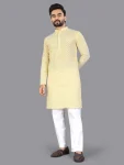 FANCY COTTON CHIKANKARI EMBROIDERY WORK MEN’S KURTA PAYJAMA FESTIVE WEAR WHOLESALE PRICE ETHNIC GARMENT (19)