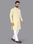FANCY COTTON CHIKANKARI EMBROIDERY WORK MEN’S KURTA PAYJAMA FESTIVE WEAR WHOLESALE PRICE ETHNIC GARMENT (19)