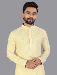 FANCY COTTON CHIKANKARI EMBROIDERY WORK MEN’S KURTA PAYJAMA FESTIVE WEAR WHOLESALE PRICE ETHNIC GARMENT (19)