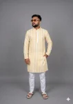 FANCY COTTON DIGITAL PRINTED WORK MEN'S KURTA PAYJAMA YELLOW