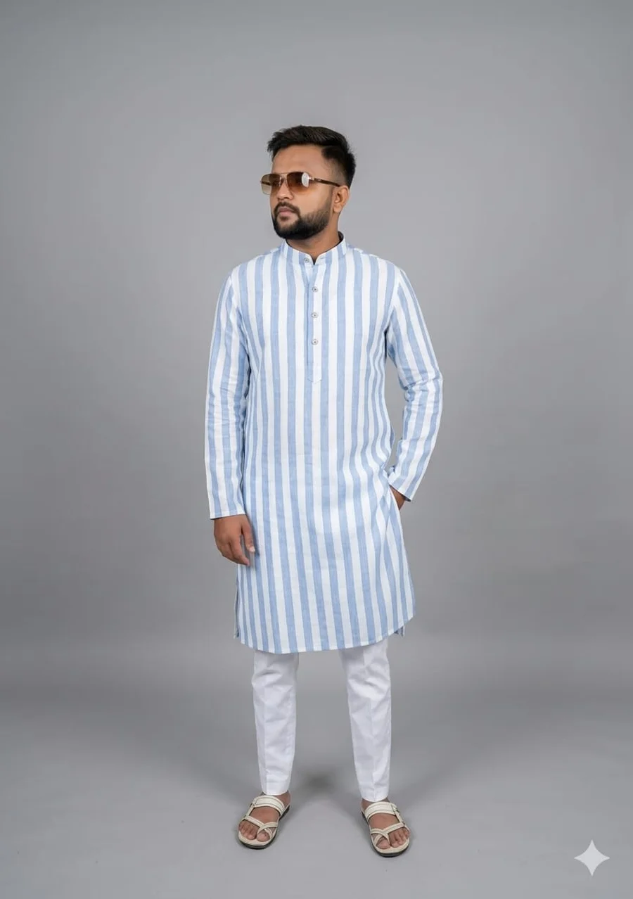 FANCY COTTON DIGITAL PRINTED WORK MEN'S KURTA PAYJAMA FESTIVE WEAR WHOLESALE PRICE ETHNIC GARMENT (3)