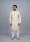 FANCY COTTON DIGITAL PRINTED WORK MEN'S KURTA PAYJAMA CREAM