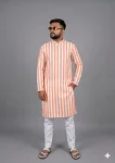 FANCY COTTON DIGITAL PRINTED WORK MEN'S KURTA PAYJAMA PEACH