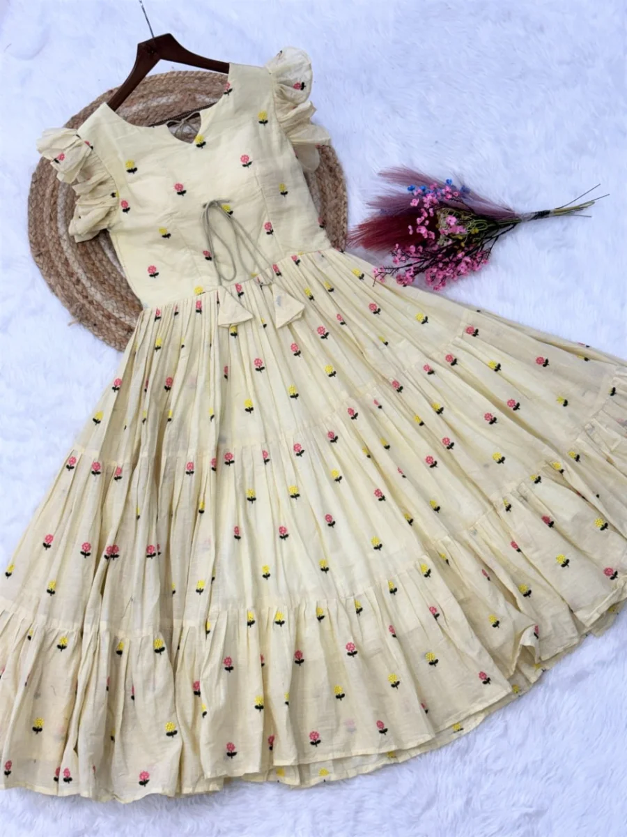 FANCY COTTON EMBROIDERED WORK ONE PIECE DRESS CASUAL WEAR WHOLESALE PRICE ETHNIC GARMENT (11)