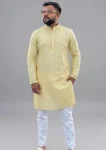 FANCY COTTON PLAIN LINE WORK MEN’S KURTA PAYJAMA DAILY WEAR WHOLESALE PRICE ETHNIC GARMENT (3)