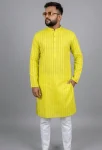 FANCY COTTON PLAIN LINE WORK MEN’S KURTA PAYJAMA DAILY WEAR WHOLESALE PRICE ETHNIC GARMENT (4)