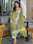 FANCY COTTON PRINT WITH EMBROIDERY SEQUENCE WORK TOP BOTTOM WITH DUPATTA MEHNDI