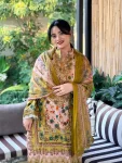 FANCY COTTON PRINT WITH EMBROIDERY SEQUENCE WORK TOP BOTTOM WITH DUPATTA PARROT GREEN