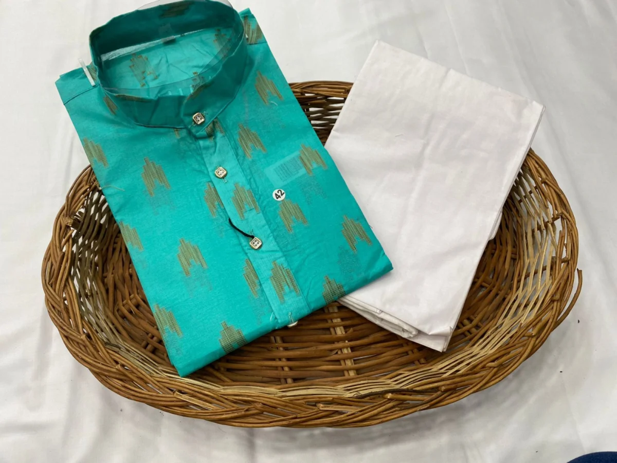 FANCY COTTON PRINTED WORK MEN'S KURTA PAYJAMA FESTIVE WEAR WHOLESALE PRICE ETHNIC GARMENT (2)