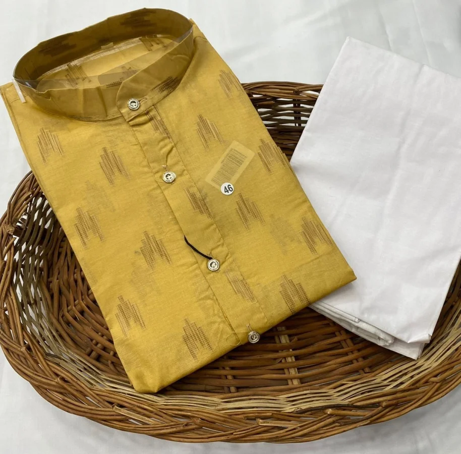 FANCY COTTON PRINTED WORK MEN'S KURTA PAYJAMA FESTIVE WEAR WHOLESALE PRICE ETHNIC GARMENT (3)