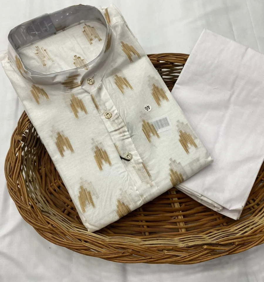 FANCY COTTON PRINTED WORK MEN'S KURTA PAYJAMA FESTIVE WEAR WHOLESALE PRICE ETHNIC GARMENT (6)