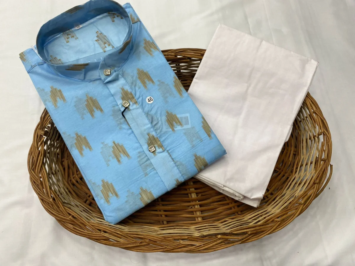 FANCY COTTON PRINTED WORK MEN'S KURTA PAYJAMA FESTIVE WEAR WHOLESALE PRICE ETHNIC GARMENT (9)