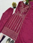 FANCY CREPE SILK MULTI NEEDLE EMBROIDERY SEQUENCE WORK TOP BOTTOM WITH DUPATTA FESTIVE WEAR WHOLESALE PRICE ETHNIC GARMENT (2)