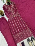 FANCY CREPE SILK MULTI NEEDLE EMBROIDERY SEQUENCE WORK TOP BOTTOM WITH DUPATTA FESTIVE WEAR WHOLESALE PRICE ETHNIC GARMENT (2)