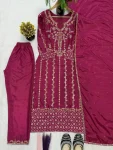 FANCY CREPE SILK MULTI NEEDLE EMBROIDERY SEQUENCE WORK TOP BOTTOM WITH DUPATTA FESTIVE WEAR WHOLESALE PRICE ETHNIC GARMENT (2)