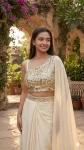 FANCY CREPE SILK MULTI THREAD EMBROIDERY WITH SEQUENCE WORK DHOTI STYLE SKIRT WITH STITCHED BLOUSE PARTY WEAR WHOLESALE PRICE ETHNIC GARMENT (4)