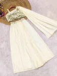 FANCY CREPE SILK MULTI THREAD EMBROIDERY WITH SEQUENCE WORK DHOTI STYLE SKIRT WITH STITCHED BLOUSE PARTY WEAR WHOLESALE PRICE ETHNIC GARMENT (4)