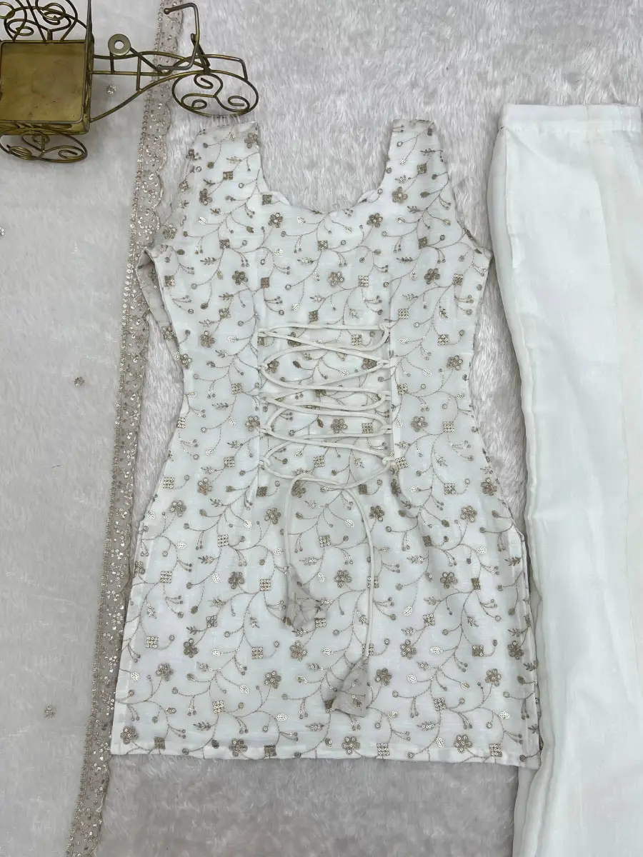 FANCY CRUNCHY SILK EMBROIDERY SEQUENCE AND JARI WORK TOP PALAZZO WITH DUPATTA FESTIVE WEAR WHOLESALE PRICE ETHNIC GARMENT (1)