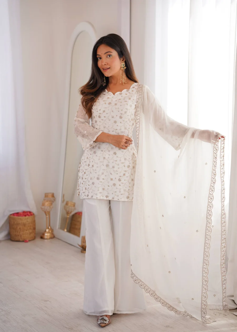 FANCY CRUNCHY SILK EMBROIDERY SEQUENCE AND JARI WORK TOP PALAZZO WITH DUPATTA FESTIVE WEAR WHOLESALE PRICE ETHNIC GARMENT (2)