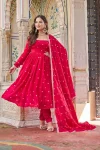 FANCY FENDY SILK EMBROIDERY WITH SEQUENCE & THREAD WORK GOWN BOTTOM WITH DUPATTA FESTIVE WEAR WHOLESALE PRICE ETHNIC GARMENT (3)
