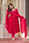 FANCY FENDY SILK EMBROIDERY WITH SEQUENCE & THREAD WORK GOWN BOTTOM WITH DUPATTA FESTIVE WEAR WHOLESALE PRICE ETHNIC GARMENT (3)