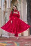FANCY FENDY SILK EMBROIDERY WITH SEQUENCE & THREAD WORK GOWN BOTTOM WITH DUPATTA FESTIVE WEAR WHOLESALE PRICE ETHNIC GARMENT (3)