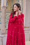 FANCY FENDY SILK EMBROIDERY WITH SEQUENCE & THREAD WORK GOWN BOTTOM WITH DUPATTA FESTIVE WEAR WHOLESALE PRICE ETHNIC GARMENT (3)