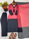 FANCY FRENCH CREPE SILK EMBROIDERY BEADS WORK TOP BOTTOM WITH DUPATTA FESTIVE WEAR WHOLESALE PRICE ETHNIC GARMENT (9)