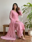 FANCY GEORGETTE CHIKANKARI EMBROIDERY WORK TOP BOTTOM WITH DUPATTA FESTIVE WEAR WHOLESALE PRICE ETHNIC GARMENT (5)