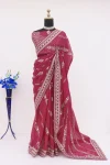 FANCY GEORGETTE CODING SEQUENCE WITH CODING SEQUENCE BORDER WITH PIPING WORK SAREE WITH UNSTITCHED BLOUSE WEDING WEAR WHOLESALE PRICE ETHNIC GARMENT (6)