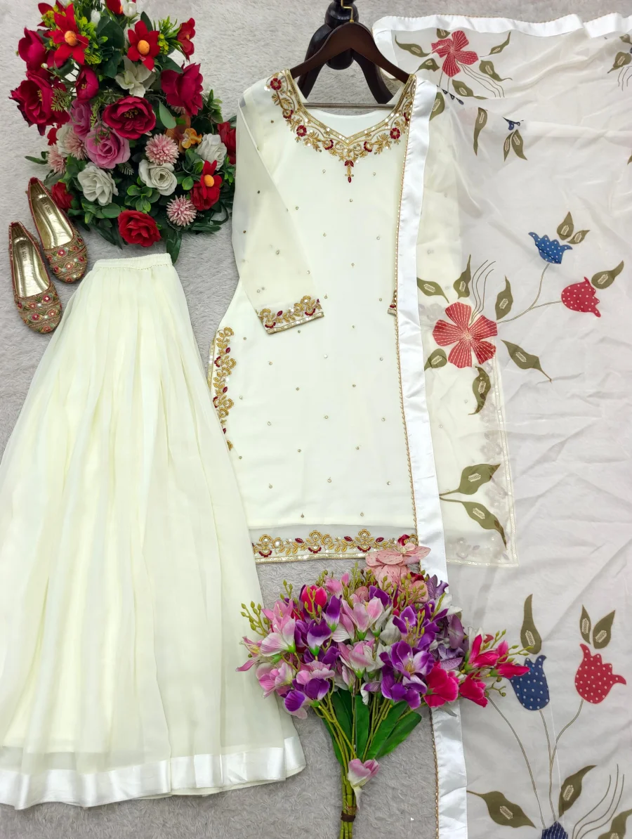 FANCY GEORGETTE EMBROIDERY 5 MM SEQUENCES WORK TOP PALAZZO WITH DUPATTA FESTIVE WEAR WHOLESALE PRICE ETHNIC GARMENT (9)