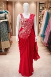 FANCY GEORGETTE EMBROIDERY SEQUENCE WORK READY TO WEAR SAREE WITH STITCHED BLOUSE PARTY WEAR WHOLESALE PRICE ETHNIC GARMENT (6)