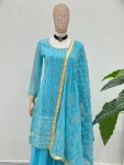 FANCY GEORGETTE EMBROIDERY SEQUENCE ZARI WORK TOP SHARARA WITH DUPATTA FESTIVE WEAR WHOLESALE PRICE ETHNIC GARMENT (24)