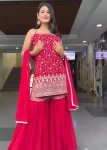 FANCY GEORGETTE EMBROIDERY WITH  THREAD AND SEQUENCE WORK TOP SHARARA WITH DUPATTA RANI