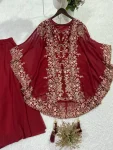 FANCY GEORGETTE SEQUENCE EMBROIDERY WORK TOP PALAZZO WITH SHRUG PARTY WEAR WHOLESALE PRICE ETHNIC GARMENT (2)
