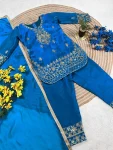 FANCY GMY SILK EMBROIDERY SEQUENCE WORK KID’S TOP BOTTOM WITH DUPATTA FESTIVE WEAR WHOLESALE PRICE ETHNIC GARMENT (19)
