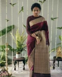 FANCY LICHI SILK JACQUARD WORK SAREE WITH UNSTITCHED BLOUSE MAROON