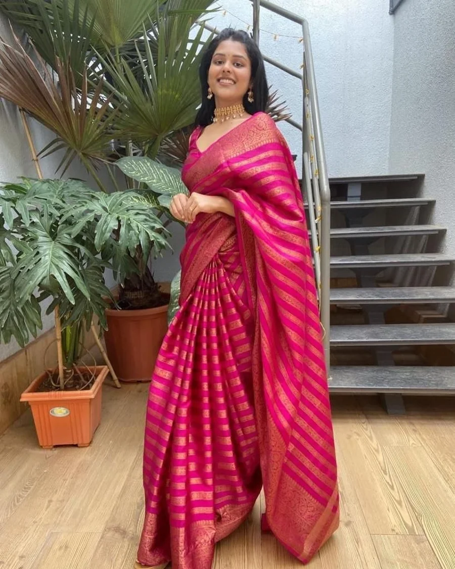 FANCY LICHI SILK RICH PALLU & JACQUARD WORK SAREE WITH UNSTITCHED BLOUSE FESTIVE WEAR WHOLESALE PRICE ETHNIC GARMENT (11)
