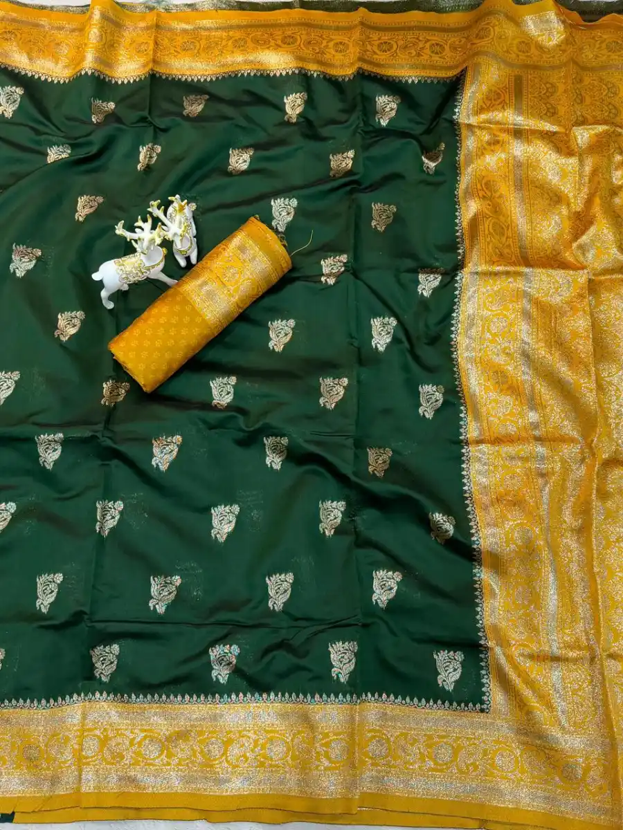 FANCY LICHI SILK WEAVING WORK SAREE WITH UNSTITCHED BLOUSE FESTIVE WEAR WHOLESALE PRICE ETHNIC GARMENT (10)