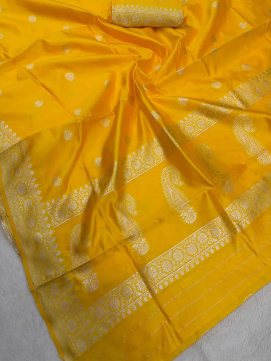 FANCY LICHI SILK WEAVING WORK SAREE WITH UNSTITCHED BLOUSE FESTIVE WEAR WHOLESALE PRICE ETHNIC GARMENT (14)