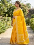 FANCY LICHI SILK WEAVING WORK SAREE WITH UNSTITCHED BLOUSE FESTIVE WEAR WHOLESALE PRICE ETHNIC GARMENT (3)