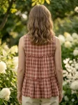 FANCY LINEN COTTON CHECKS PRINT WORK TOP PENT SET OFFICE WEAR WHOLESALE PRICE ETHNIC GARMENT (13)