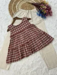 FANCY LINEN COTTON CHECKS PRINT WORK TOP PENT SET OFFICE WEAR WHOLESALE PRICE ETHNIC GARMENT (13)