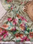 FANCY LINEN SILK DIGITAL PRINT AND KHATLI WORK SAREE WITH UNSTITCHED BLOUSE PARTY WEAR WHOLESALE PRICE ETHNIC GARMENT (2)
